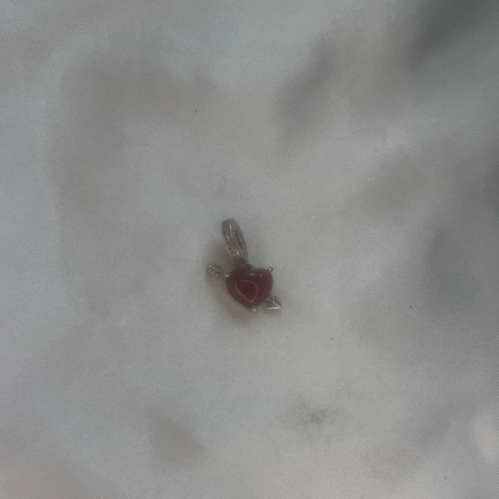 Red Heart and Arrow Murano Glass Dangle Charm